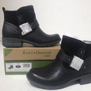 Earth Origins Paris Ankle Boots Booties Womens Size 7.5 M Black Leather